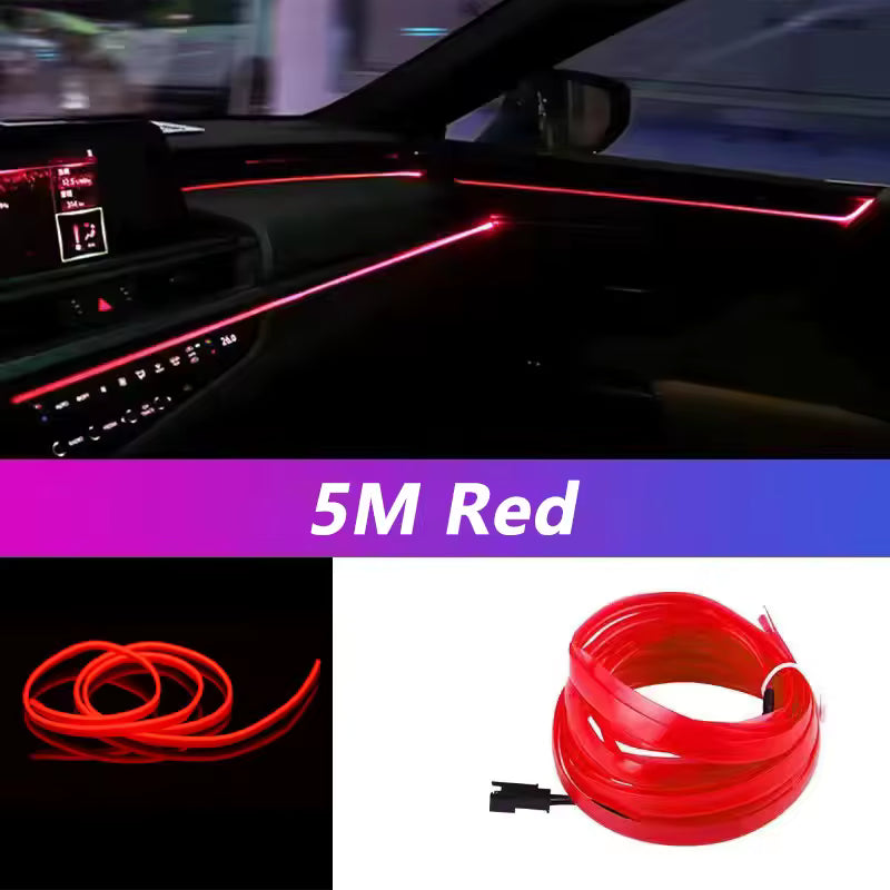 5M Car Interior Led Strip Light Neon EL Wiring Decorative Lamp For Auto DIY Flexible Ambient Light USB Party Atmosphere Diode - Clickitcome