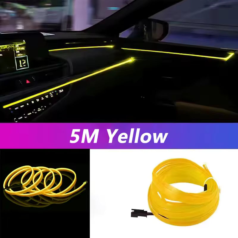 5M Car Interior Led Strip Light Neon EL Wiring Decorative Lamp For Auto DIY Flexible Ambient Light USB Party Atmosphere Diode - Clickitcome