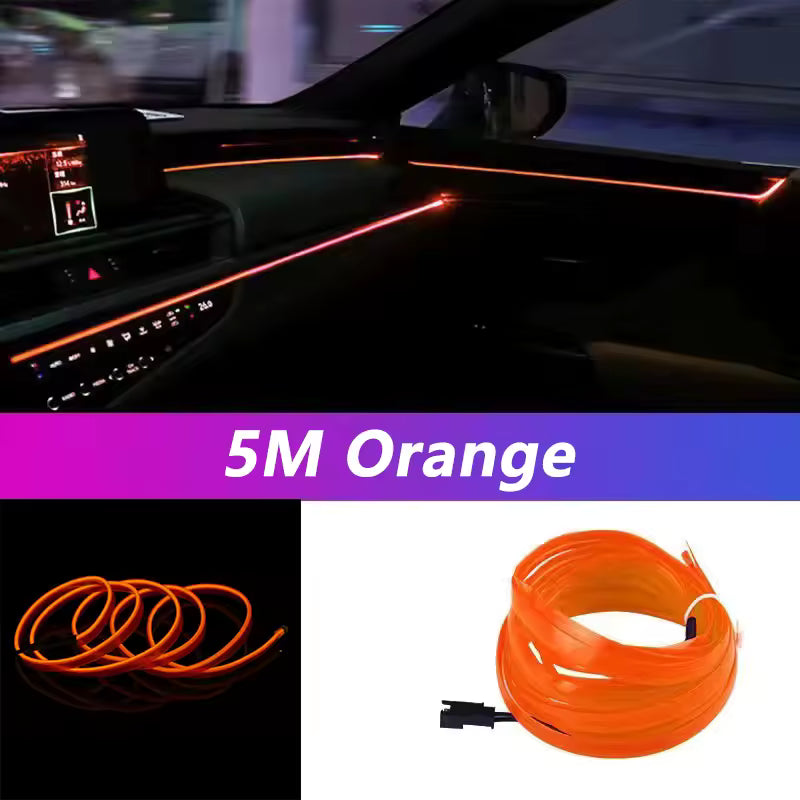 5M Car Interior Led Strip Light Neon EL Wiring Decorative Lamp For Auto DIY Flexible Ambient Light USB Party Atmosphere Diode - Clickitcome