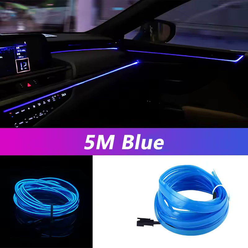 5M Car Interior Led Strip Light Neon EL Wiring Decorative Lamp For Auto DIY Flexible Ambient Light USB Party Atmosphere Diode - Clickitcome