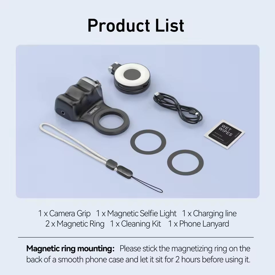 TELESIN Smartphone Magnetic Fill Light Mini Selfie Light 3 Modes Adjustable Brightness for Iphone XIAOMI HUAWEI SAMSUNG Phone - Clickitcome