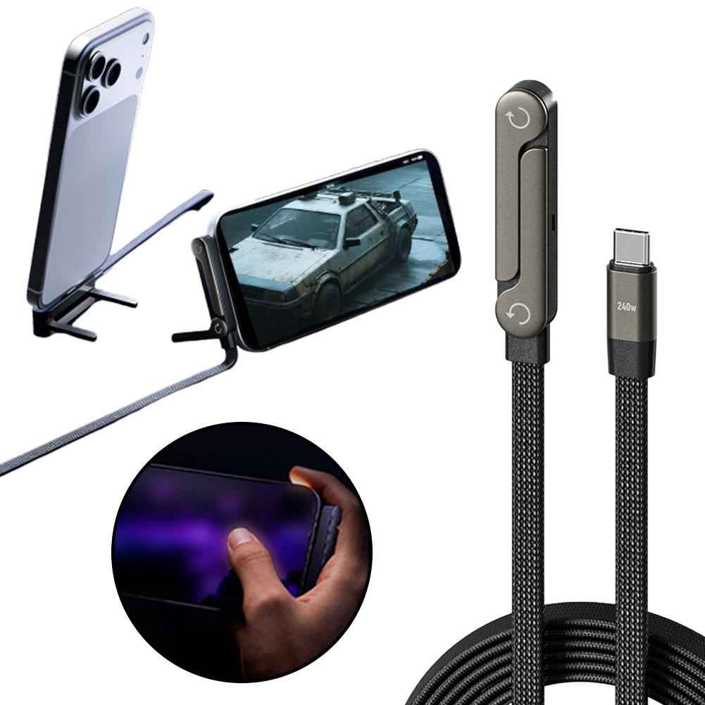 Fast Charging Foldable Bracket Data Cable 2-in-1 Data Wire Foldable Phone Tablet Stand Type-C To Type-C USB-A To Type-C - Clickitcome