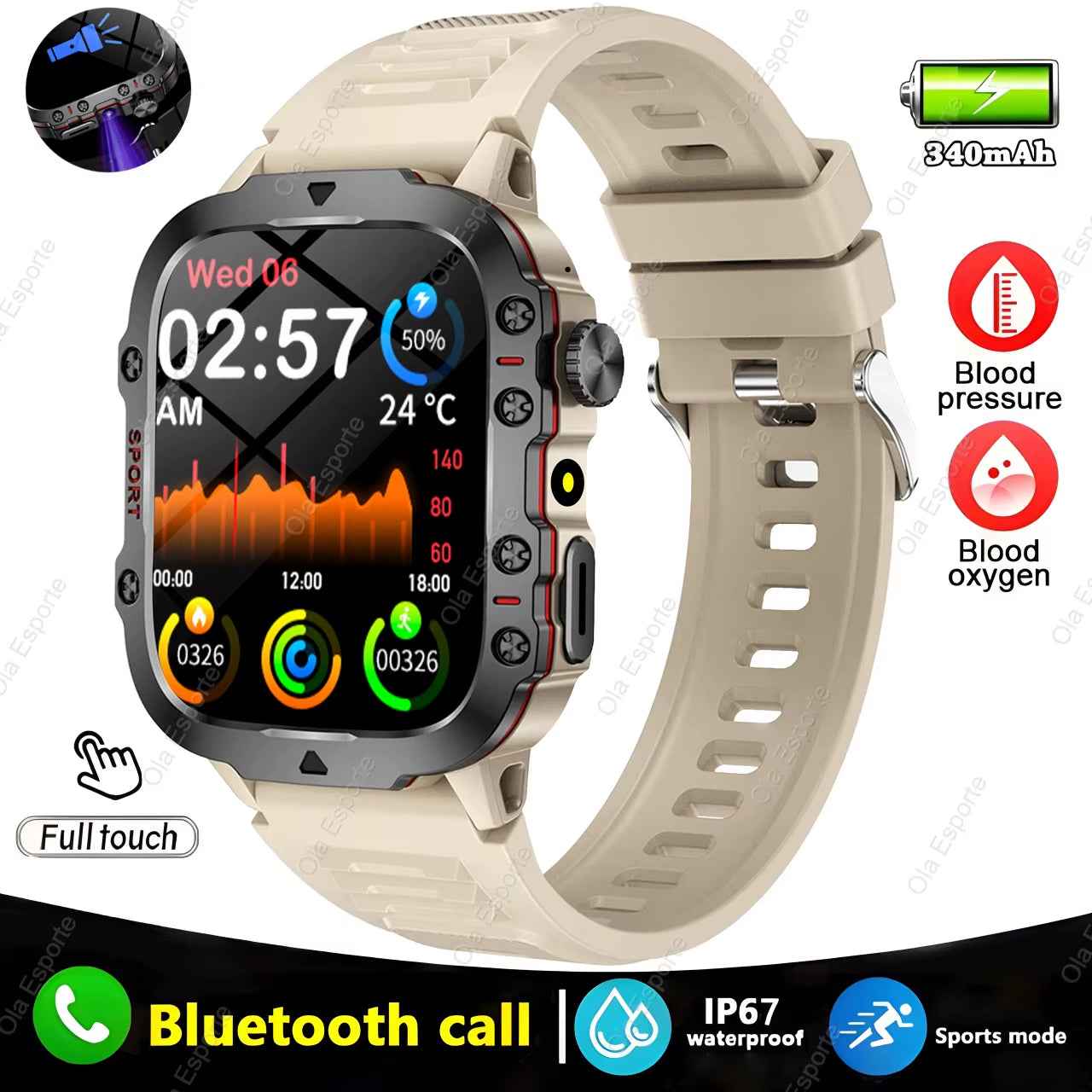 Original Men Smartwatch Flashlight Bluetooth Call Fitness Clock IP68 Waterproof Sports Men for Android IOS Smart Watch 2025 New - Clickitcome
