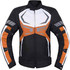 MOTORCYCLE JACKET MENS CE ARMORED BIKERS RIDING RACING WATERPROOF ALL SEASON JACKET (ORANGE, X-LARGE) - Clickitcome
