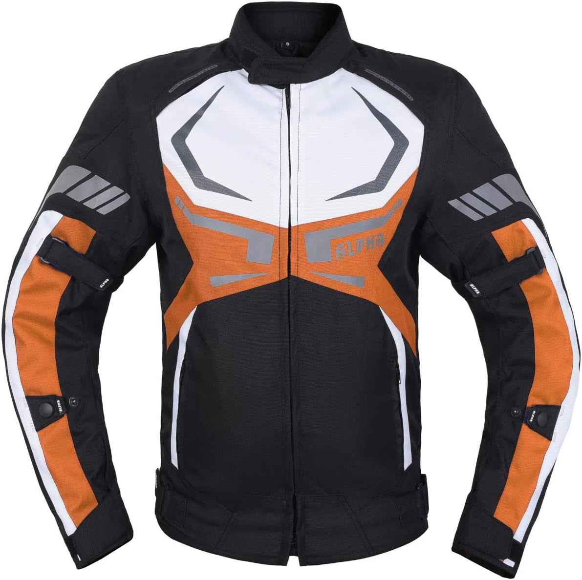 MOTORCYCLE JACKET MENS CE ARMORED BIKERS RIDING RACING WATERPROOF ALL SEASON JACKET (ORANGE, X-LARGE) - Clickitcome