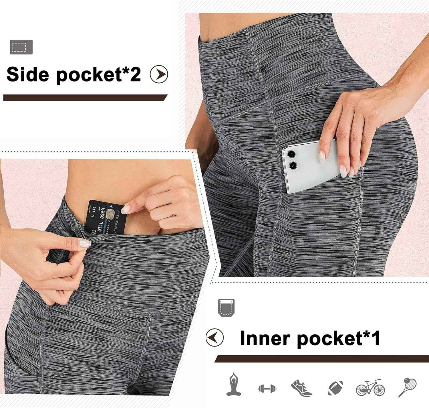 Yoga Shorts for Women with Pockets 8"/5" Biker Shorts for Women High Waisted Workout Shorts Compression Running Shorts - Clickitcome
