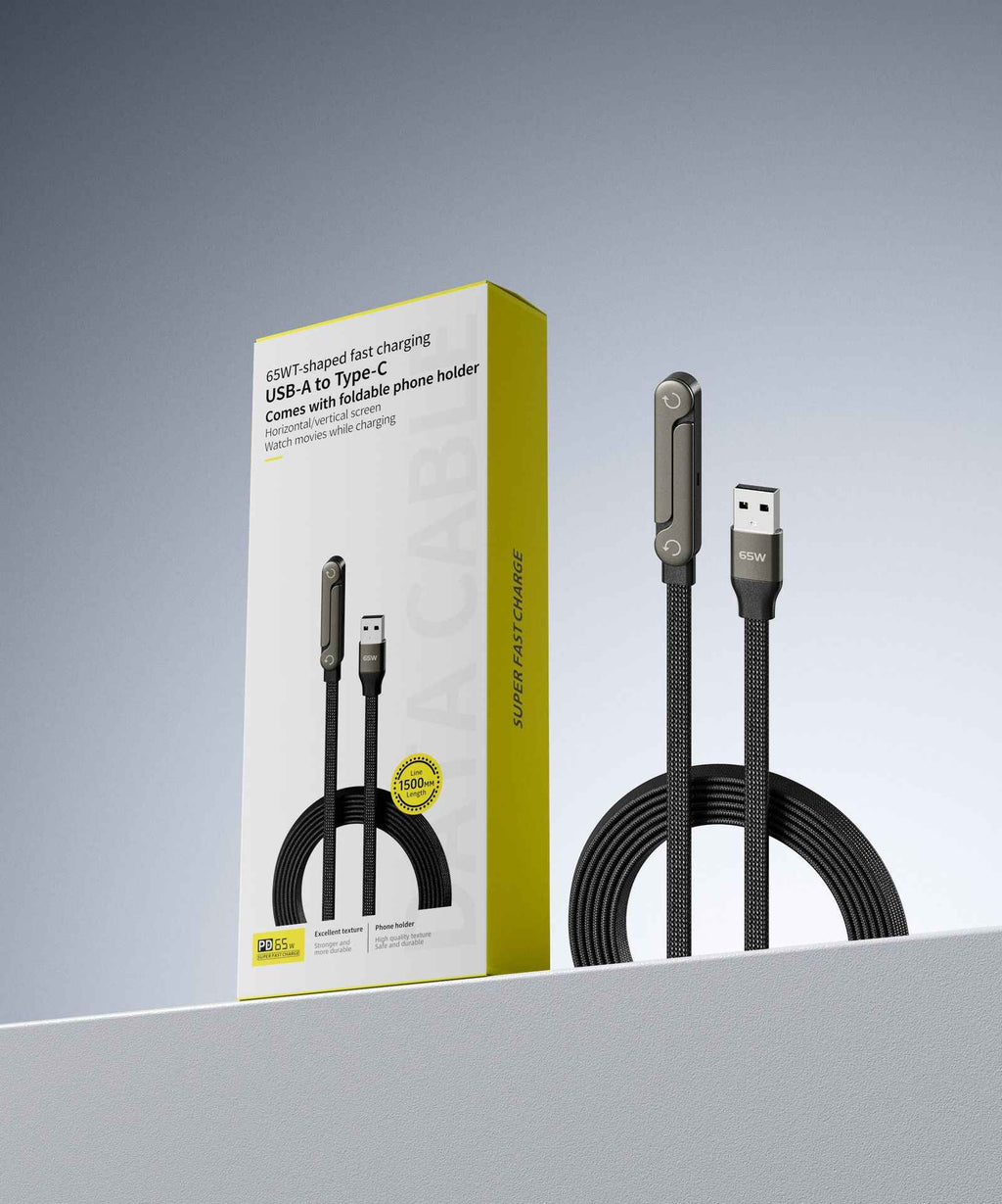 Fast Charging Foldable Bracket Data Cable 2-in-1 Data Wire Foldable Phone Tablet Stand Type-C To Type-C USB-A To Type-C - Clickitcome