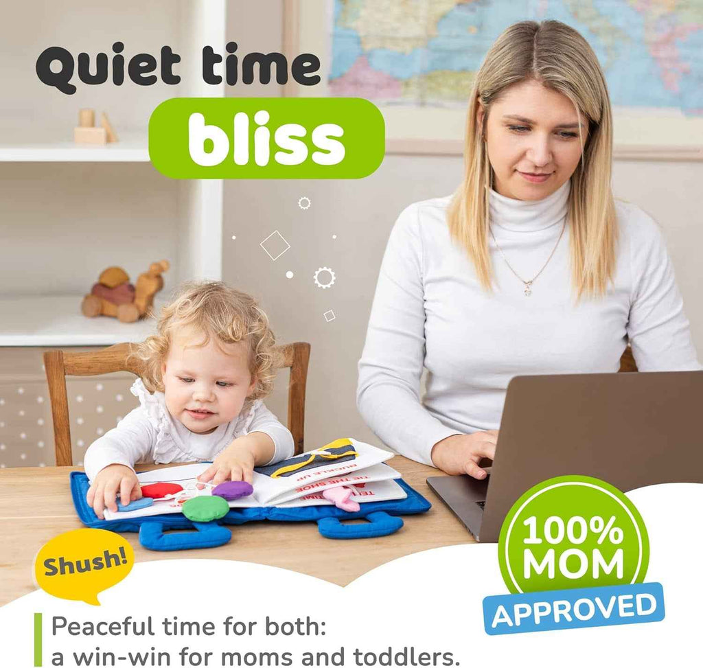 Busy Book for Toddlers 1-3 - Airplane Toys for Toddlers 1-3, My Quiet Book Montessori Toys for 1 Year Old with Kids Plane Activities, Activity Busy Board, Gift for Boys & Girls - Clickitcome