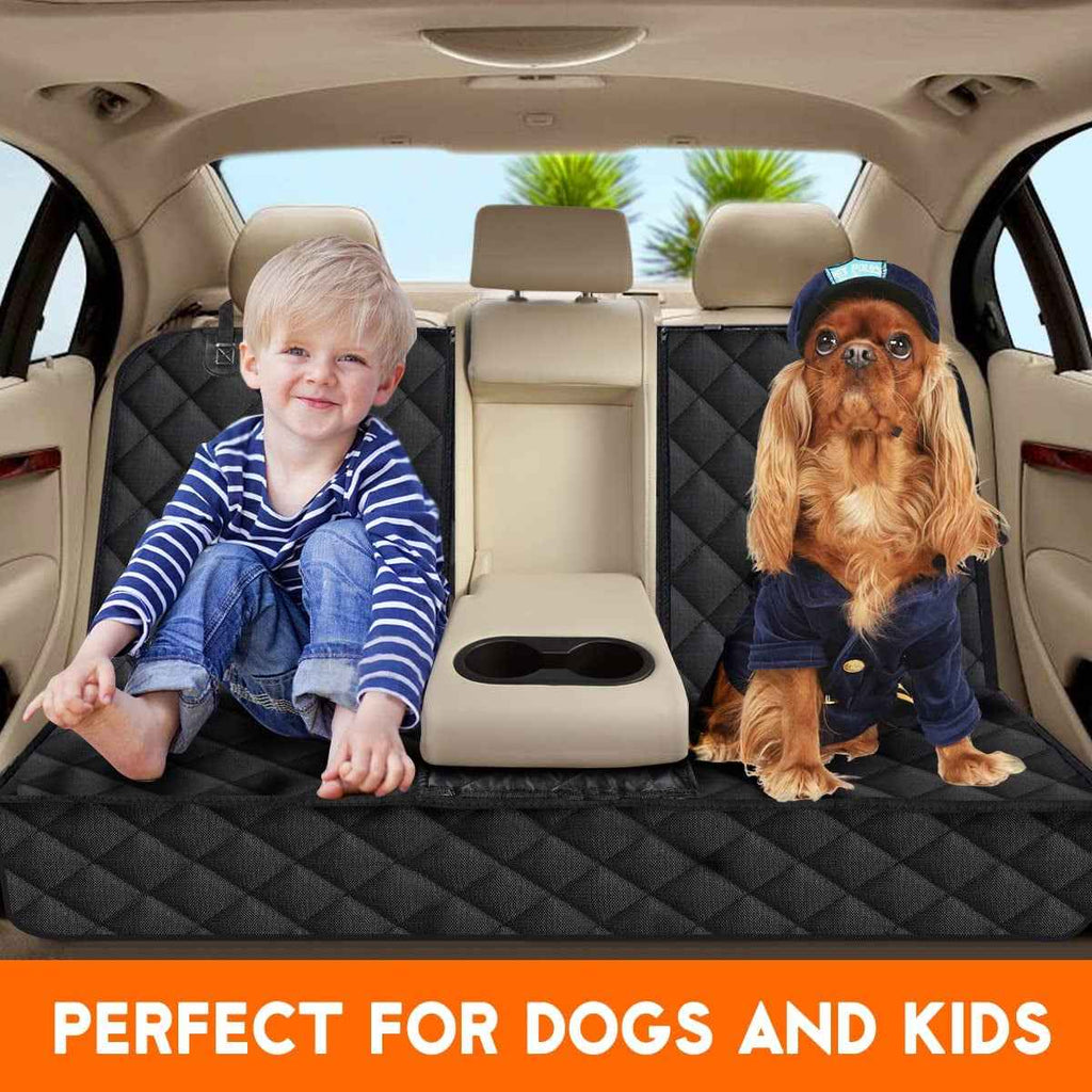 Dog Car Seat Cover, Back Seat Cover for Dogs Pet Car Seat Protector Waterproof Bench Car Seat Cover, Non-Slip Reat Seat Cover Fits Middle Armrest for Most Cars Trucks Suvs - Black - Clickitcome