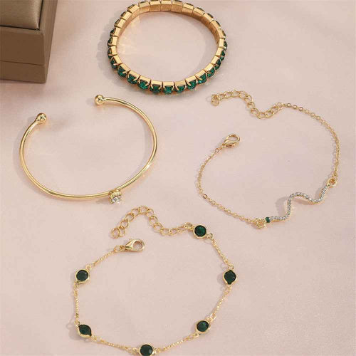 4pcs Bracelet Suit Fashion Green Grandmother Diamond Stretch Bracelet Women's Set - Clickitcome