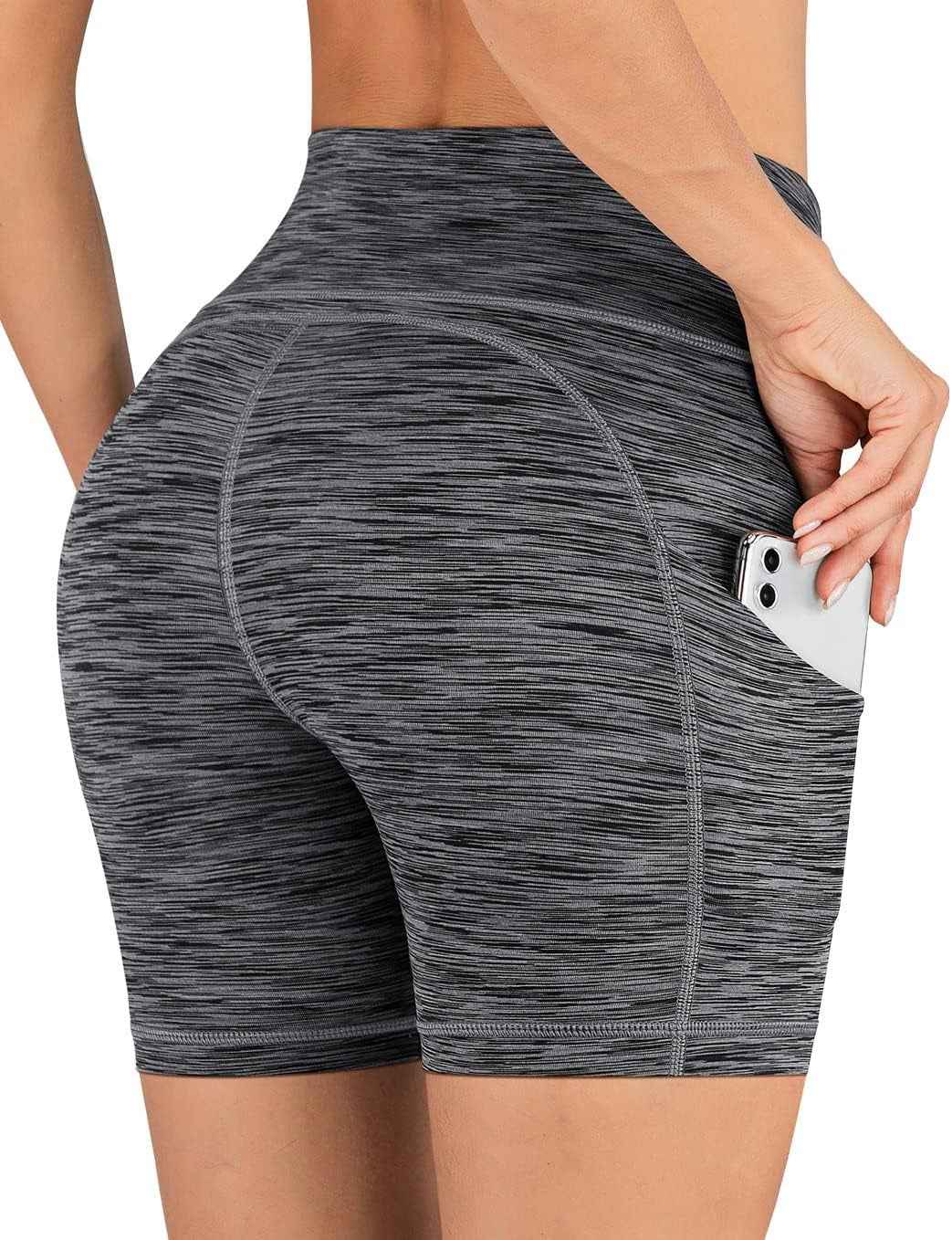 Yoga Shorts for Women with Pockets 8"/5" Biker Shorts for Women High Waisted Workout Shorts Compression Running Shorts - Clickitcome