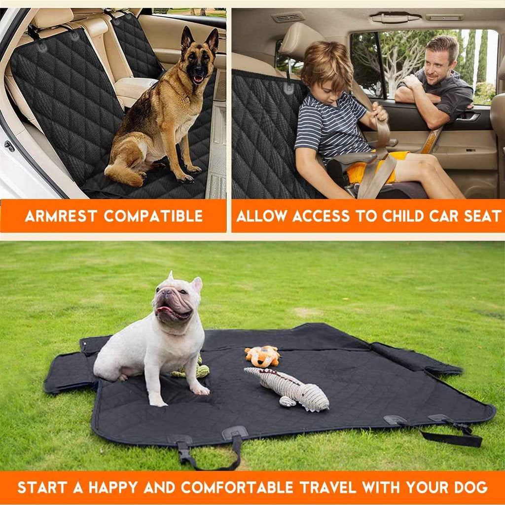 Dog Car Seat Cover, Back Seat Cover for Dogs Pet Car Seat Protector Waterproof Bench Car Seat Cover, Non-Slip Reat Seat Cover Fits Middle Armrest for Most Cars Trucks Suvs - Black - Clickitcome