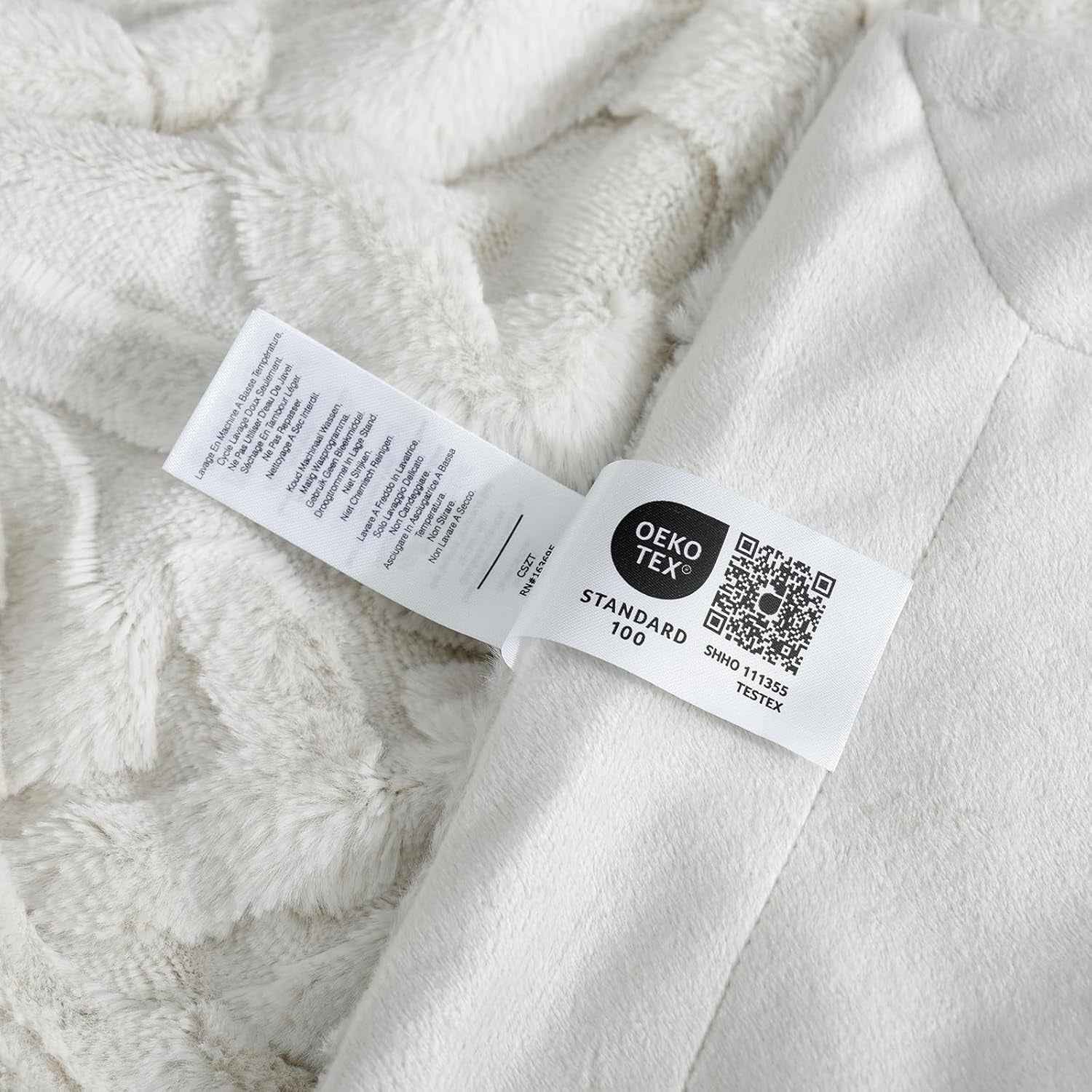 Faux Fur Throw Blanket for Couch, Jacquard Fuzzy Plush Soft Thick Winter Throw Blanket for Sofa Bed Living Room Bedroom，60"X80" Beige - Clickitcome