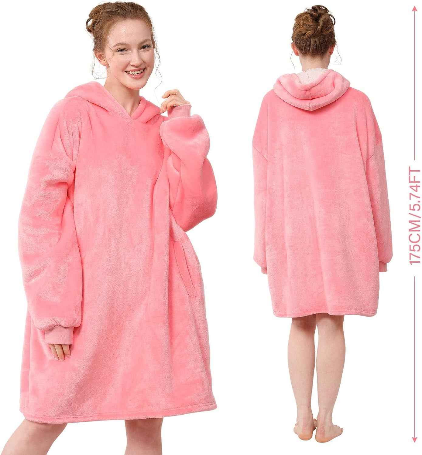 Blanket Hoodie,Oversized Wearable Sherpa Fleece Blanket Sweatshirt,Super Soft Warm Cozy with Giant Pocket,Gifts for Women Men Adults Teenagers Kids, One Size Fits All - Clickitcome