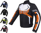 MOTORCYCLE JACKET MENS CE ARMORED BIKERS RIDING RACING WATERPROOF ALL SEASON JACKET (ORANGE, X-LARGE) - Clickitcome