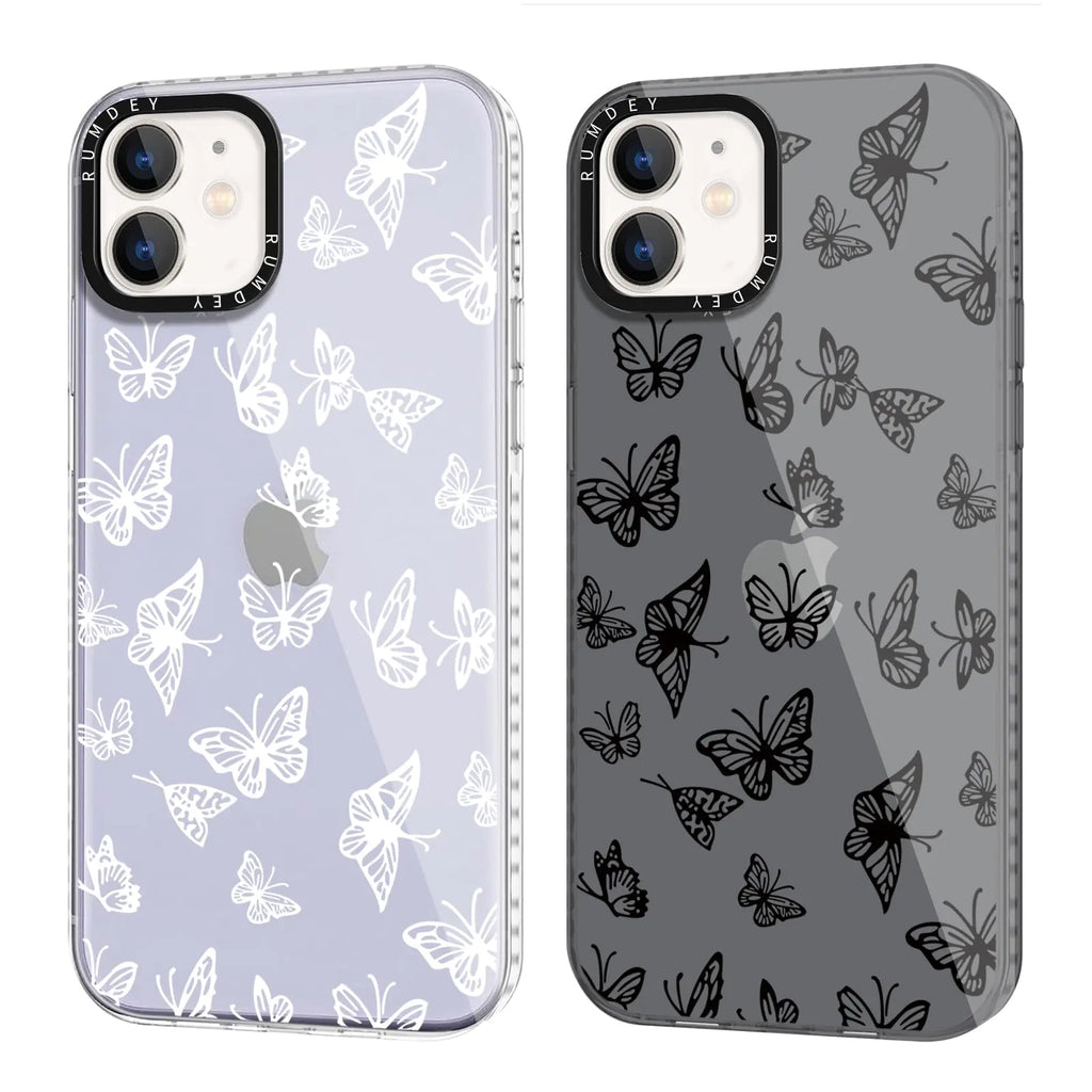 RUMDEY 2 Pack Cute Clear Cases for iPhone 12/12 Pro 6.1" Phone Case Fashion Butterfly Design Cases Soft Silicone Slim TPU Shockproof Protective Fundas for Women Girls