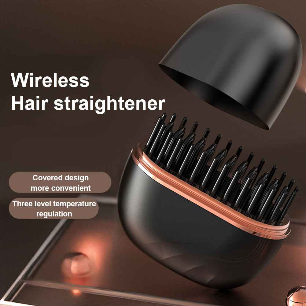 Electric Heating Hair Straightener Brush Portable Mini Hair Straightener 3 Temperature Hot Hair Comb Anti-Scald For Men & Women - Clickitcome