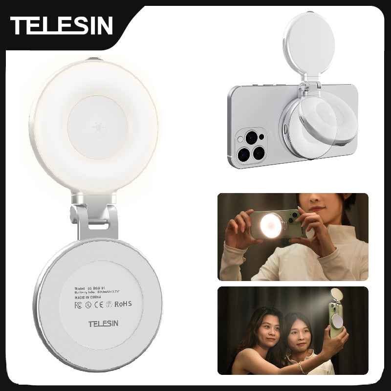 TELESIN Smartphone Magnetic Fill Light Mini Selfie Light 3 Modes Adjustable Brightness for Iphone XIAOMI HUAWEI SAMSUNG Phone - Clickitcome