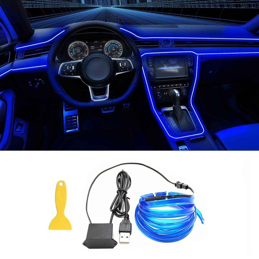 5M Car Interior Led Strip Light Neon EL Wiring Decorative Lamp For Auto DIY Flexible Ambient Light USB Party Atmosphere Diode - Clickitcome