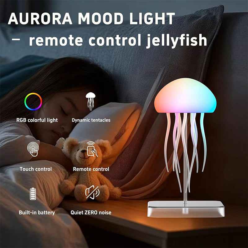 LED Jellyfish Lamp with 9 Tentacles 2 Working Modes Ultra Long Battery Life Colour Gradient Light Effects with Remote Control - Clickitcome