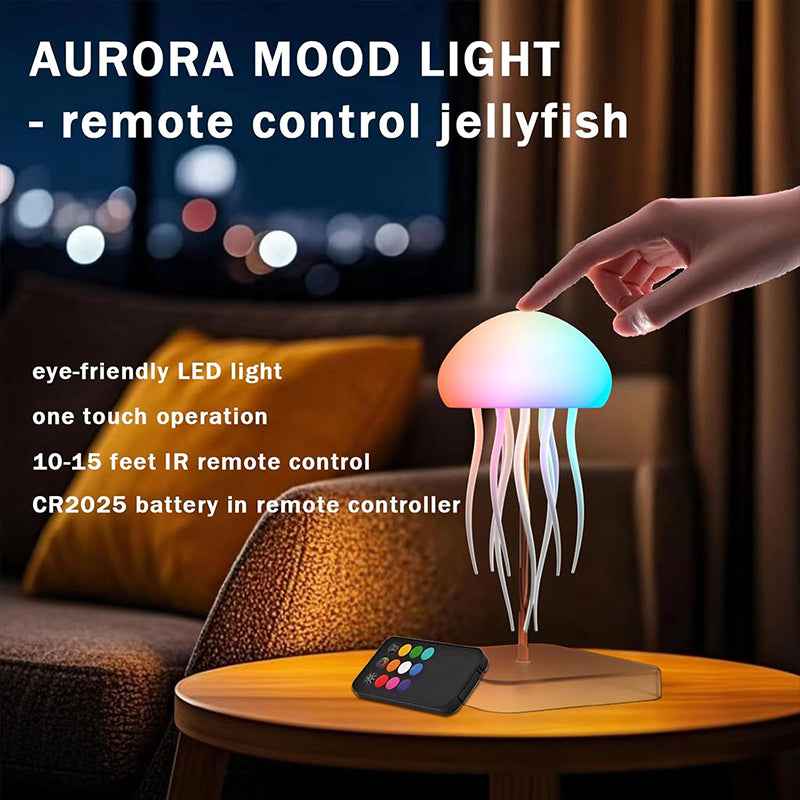 LED Jellyfish Lamp with 9 Tentacles 2 Working Modes Ultra Long Battery Life Colour Gradient Light Effects with Remote Control - Clickitcome