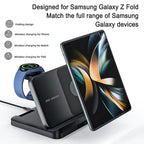 Foldable Wireless Charger Stand for Samsung Galaxy Z Fold 5 4 3 S23 Ultra Fast Charging Dock Station for Galaxy Watch 6 5 Buds2 - Clickitcome