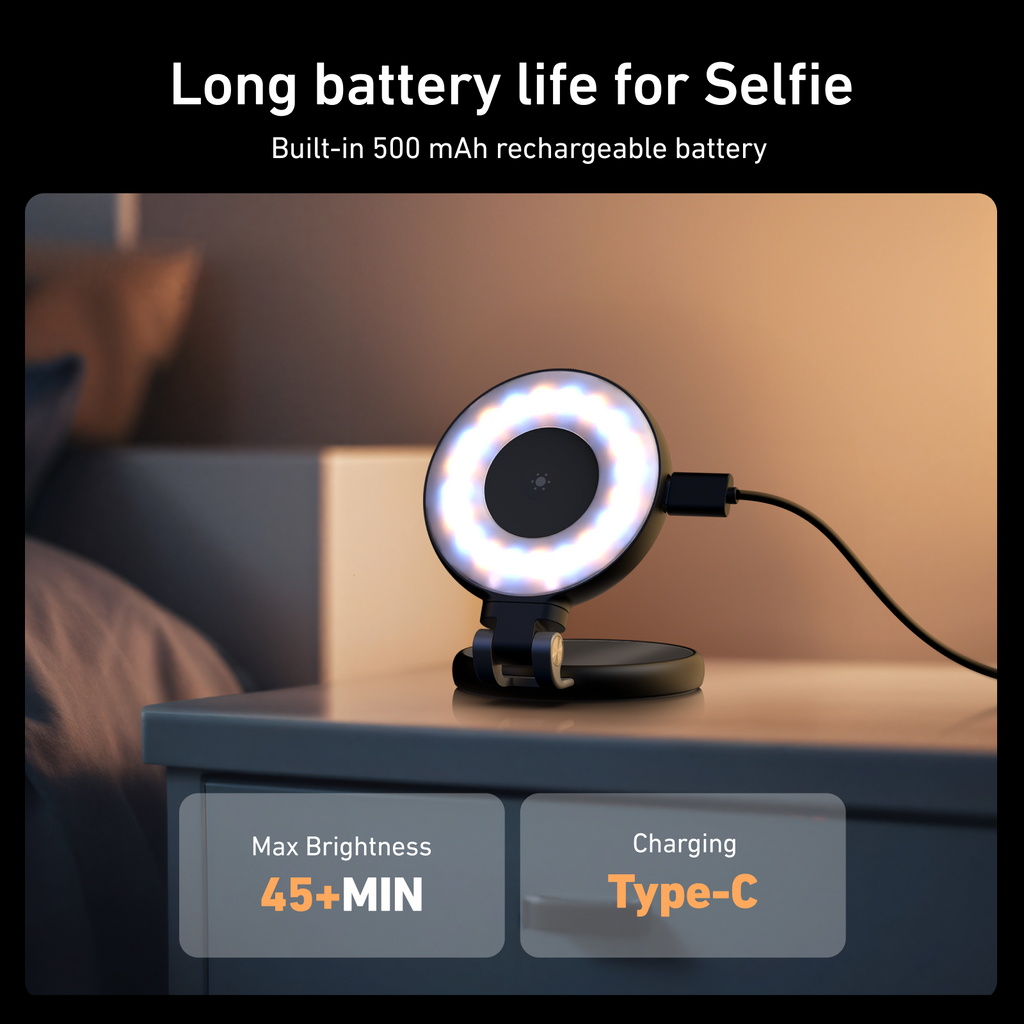 TELESIN Smartphone Magnetic Fill Light Mini Selfie Light 3 Modes Adjustable Brightness for Iphone XIAOMI HUAWEI SAMSUNG Phone - Clickitcome