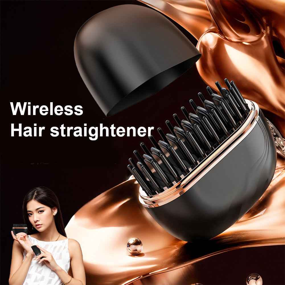Electric Heating Hair Straightener Brush Portable Mini Hair Straightener 3 Temperature Hot Hair Comb Anti-Scald For Men & Women - Clickitcome