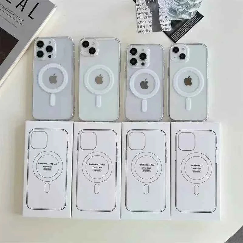 Original For Magsafe Magnetic Wireless Charging Phone Case For iPhone 16 15 14 13 12 11 ProMax mini X XR XS 7 8Plus Clear Cover - Clickitcome
