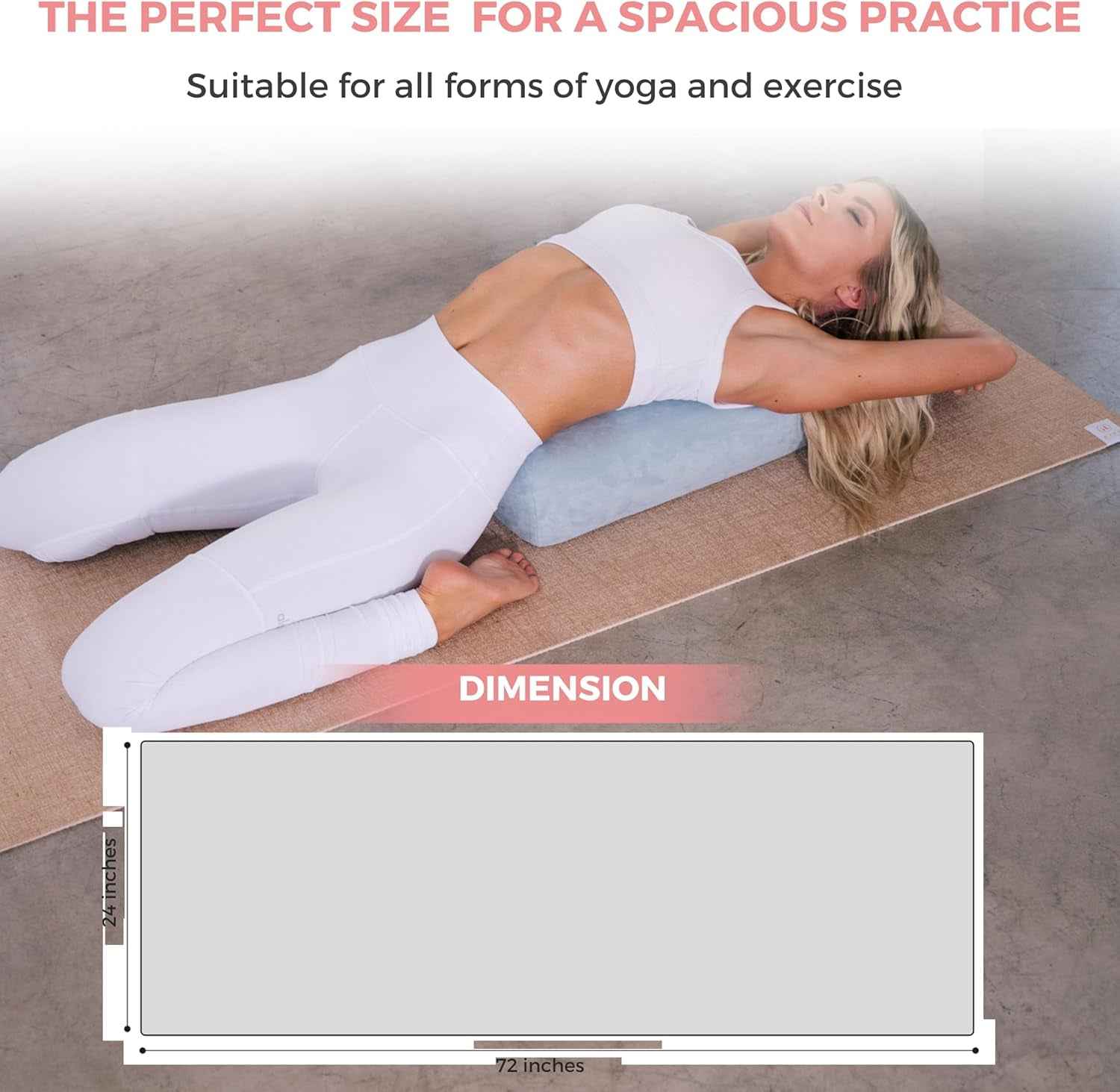 Organic Yoga Mat - Natural Jute Yoga Mats - Large Non Slip Eco Friendly Yoga Mats with Carrying Strap - Reversible Jute per - Extra Long Yoga Mat 72 Inch - 5Mm - All Types of Yoga - Vegan - Clickitcome