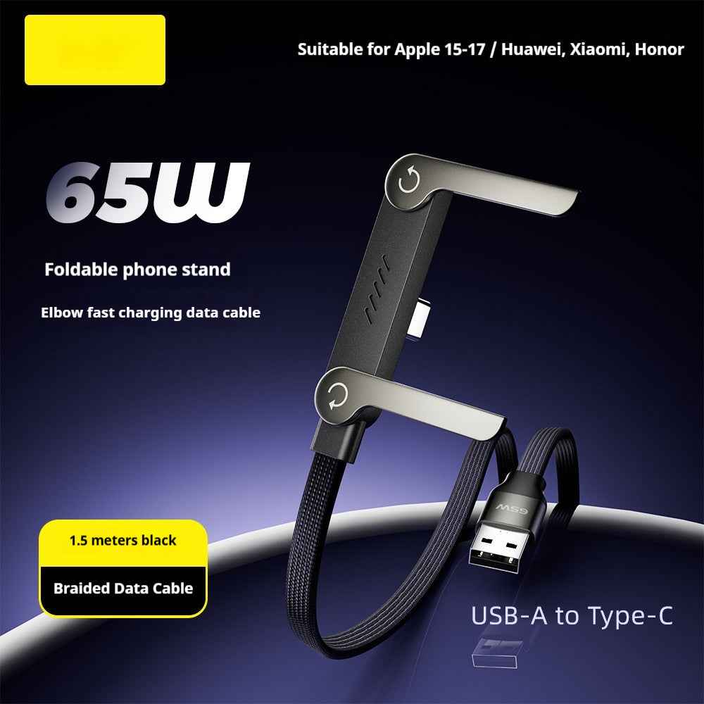 Fast Charging Foldable Bracket Data Cable 2-in-1 Data Wire Foldable Phone Tablet Stand Type-C To Type-C USB-A To Type-C - Clickitcome
