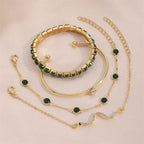 4pcs Bracelet Suit Fashion Green Grandmother Diamond Stretch Bracelet Women's Set - Clickitcome