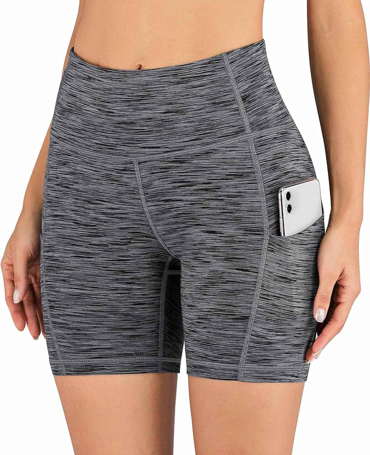 Yoga Shorts for Women with Pockets 8"/5" Biker Shorts for Women High Waisted Workout Shorts Compression Running Shorts - Clickitcome