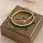 4pcs Bracelet Suit Fashion Green Grandmother Diamond Stretch Bracelet Women's Set - Clickitcome
