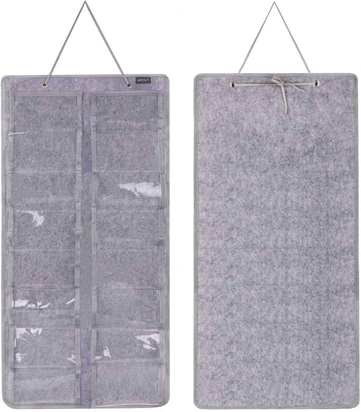 Sunglasses Organizer Storage, Hanging Dust Proof Wall Pocket Glasses Organizer - 16 Felt Slots Sunglass Organizers Holder with Metal Hook and Sturdy Rope (Gray, Dust Proof) - Clickitcome