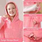 Blanket Hoodie,Oversized Wearable Sherpa Fleece Blanket Sweatshirt,Super Soft Warm Cozy with Giant Pocket,Gifts for Women Men Adults Teenagers Kids, One Size Fits All - Clickitcome