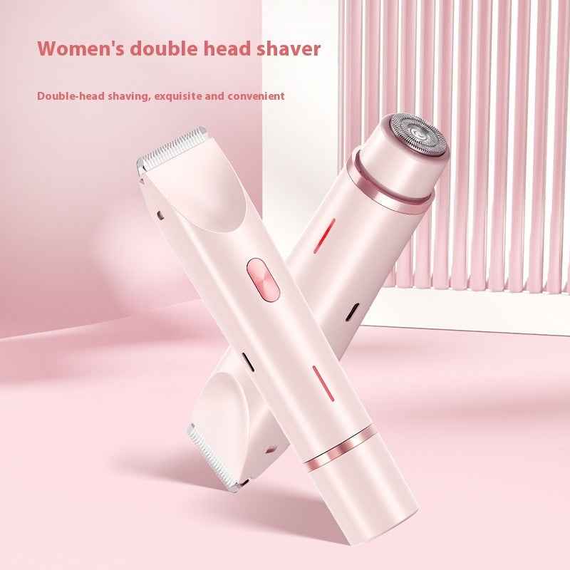 2 In 1 Hair Remover Women's Double Head Shaver Private Pubic Hair Trimmer Electric Razor Wet Dry Electric Body Hair - Clickitcome