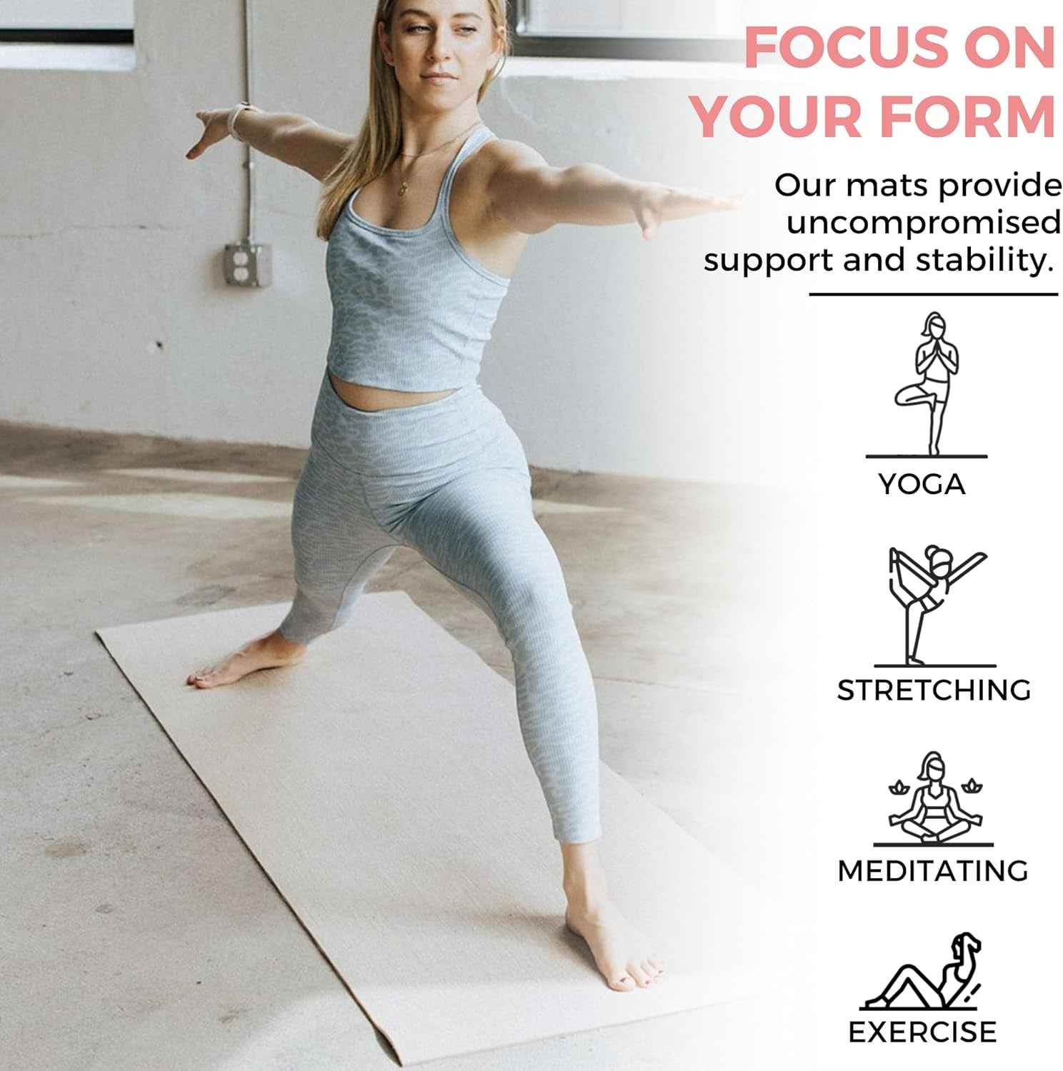 Organic Yoga Mat - Natural Jute Yoga Mats - Large Non Slip Eco Friendly Yoga Mats with Carrying Strap - Reversible Jute per - Extra Long Yoga Mat 72 Inch - 5Mm - All Types of Yoga - Vegan - Clickitcome