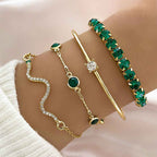 4pcs Bracelet Suit Fashion Green Grandmother Diamond Stretch Bracelet Women's Set - Clickitcome